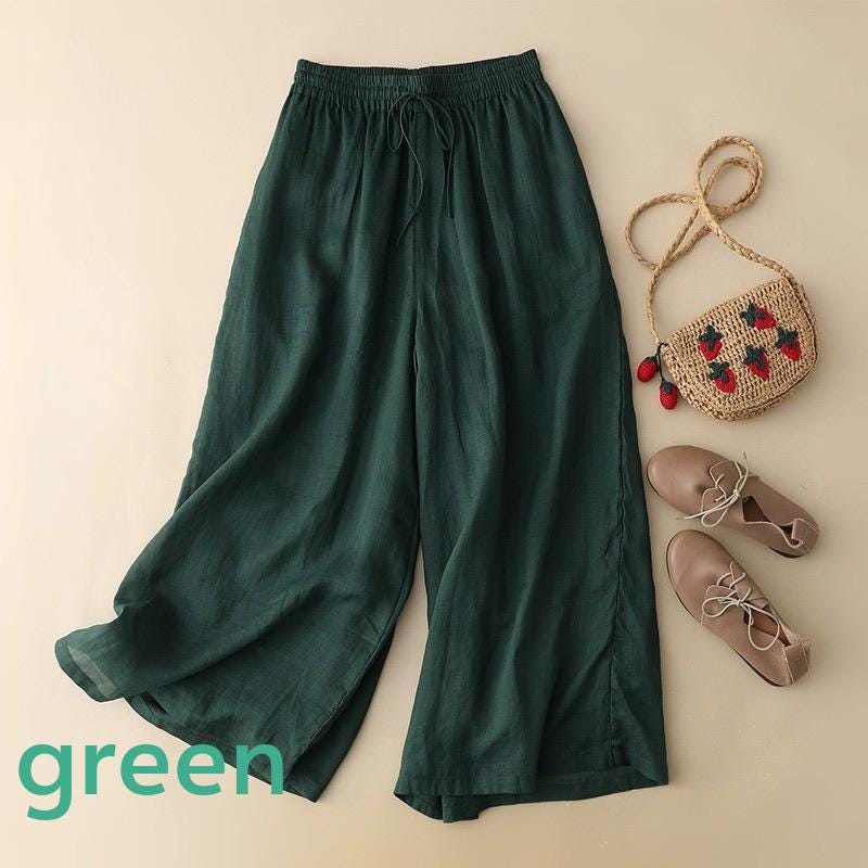 Cotton and linen pants/wide leg pants/cropped pants/Straight pants/baggy pants