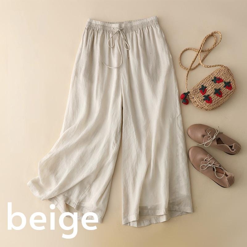 Cotton and linen pants/wide leg pants/cropped pants/Straight pants/baggy pants