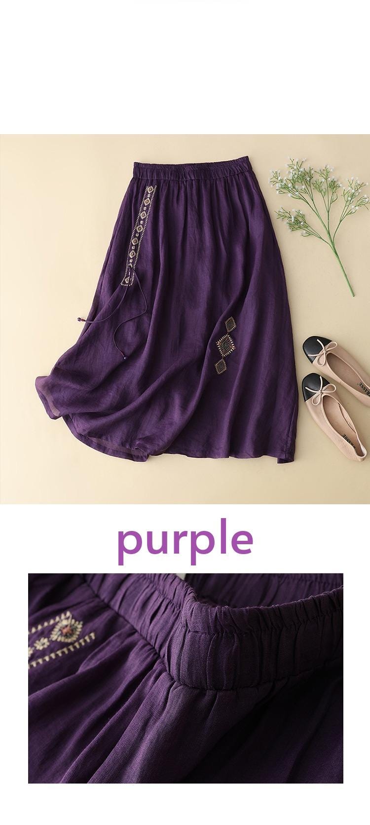 2025 new/Retro/Artistic/Cotton and Linen/Skirt/Thin/Temperament/Midi/Skirt/Loose/Light/Versatile Skirt