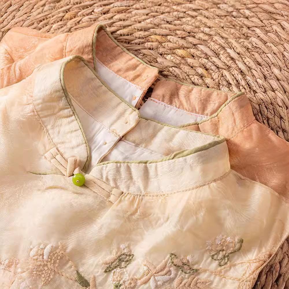 2025 new style/stand-up collar/disc button/temperament/versatile dress/high fashion/Boho Embroidered Dress