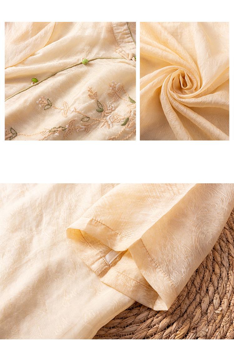2025 new style/stand-up collar/disc button/temperament/versatile dress/high fashion/Boho Embroidered Dress